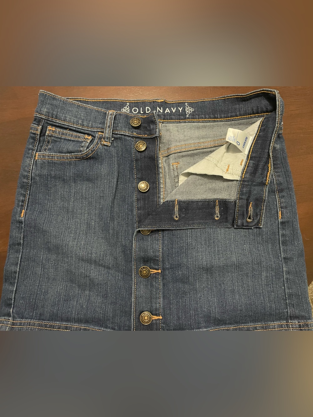 Old Navy Dark Wash Denim Button-Front Mini Skirt - Size 0